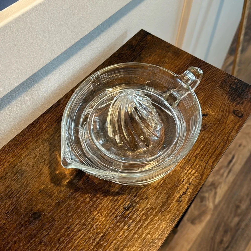 Vintage Plaid Juice Reamer Clear Depression Glass Hazel Atlas Vintage